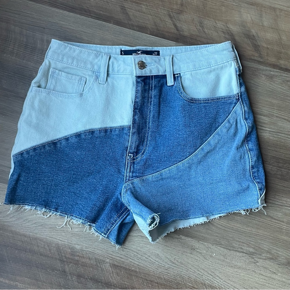 Patchwork ultra high rise mom short denim short Hollister